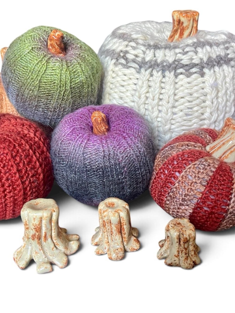 Ceramic Pumpkin Stems - Set of 3